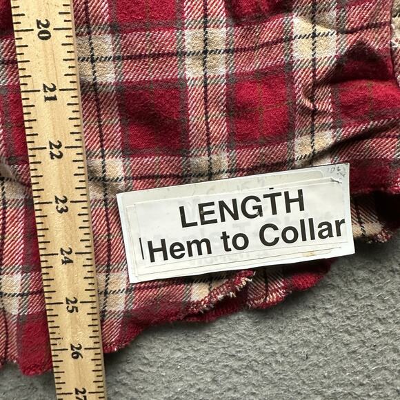 Wrangler Flannel Red Plaid Pearl Snap Shirt Mens Medium Long Sleeve Pockets - Picture 5 of 9